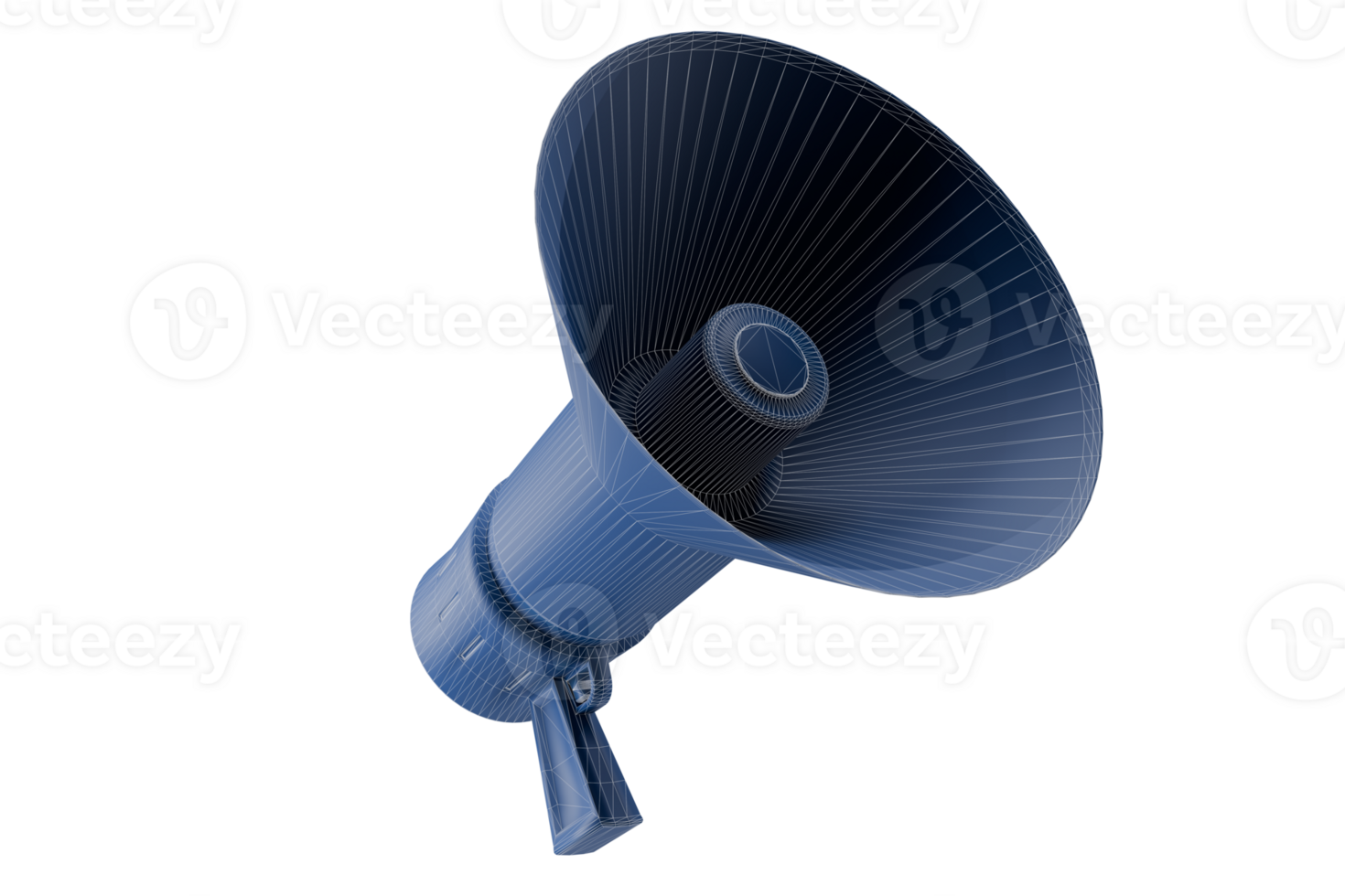 3d render of wireframe icon megaphone object png