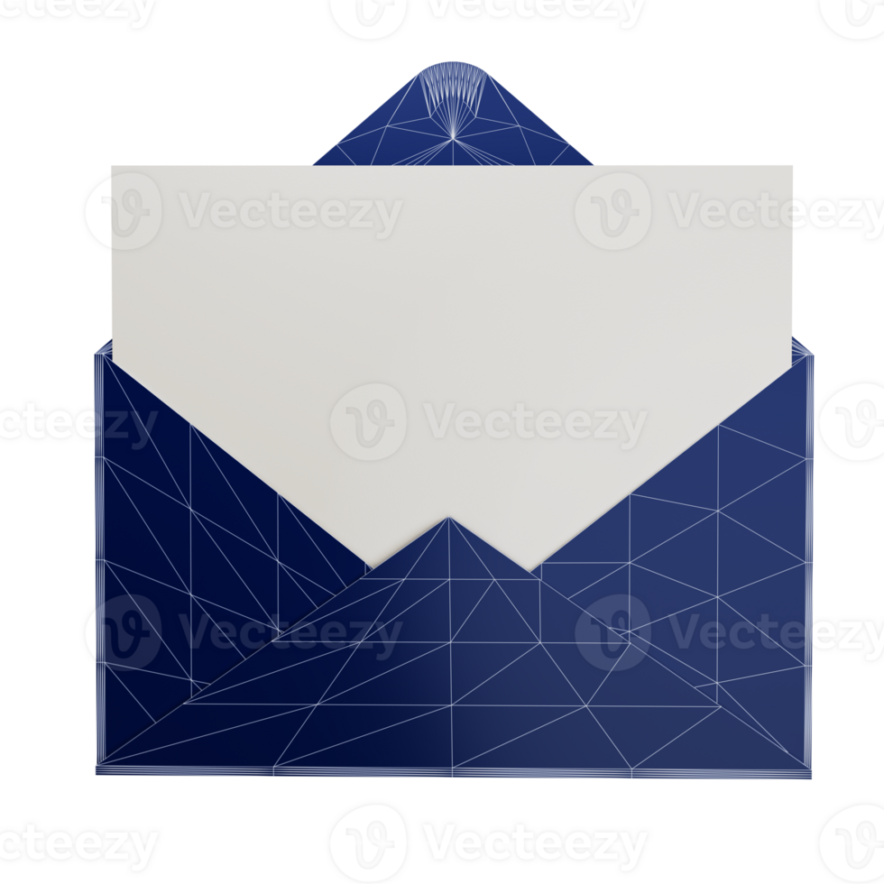 3d wireframe letter envelop love concept png
