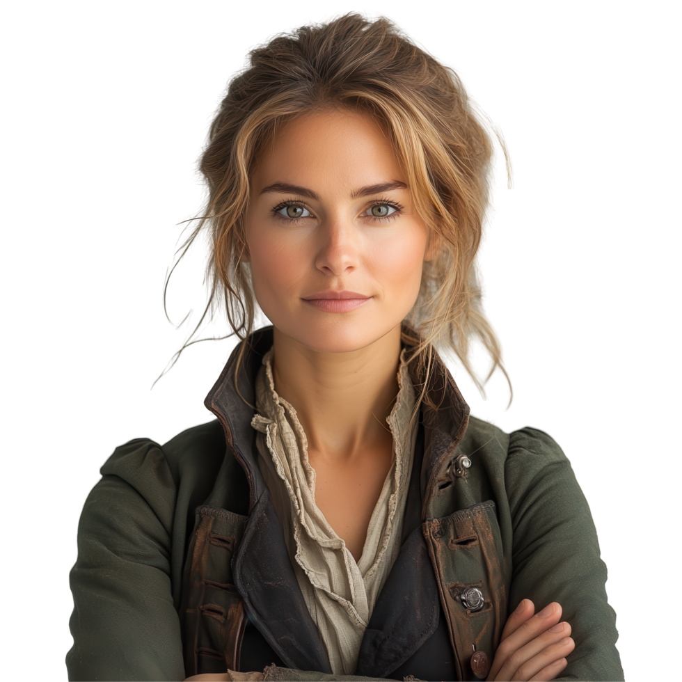 Portrait of a confident woman with natural beauty and a stylish outfit against a plain background isolated on transparent background png