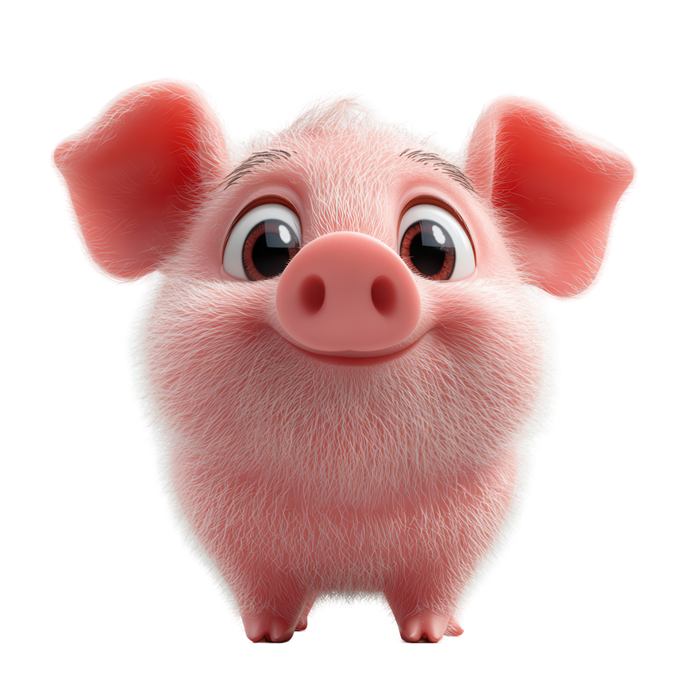 Cute cartoon pig with a joyful expression, showcasing a playful character in bright colors isolated on transparent background png
