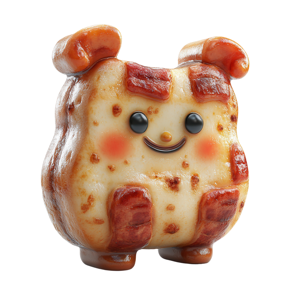 Cute and quirky character resembling bacon on a white background for food-themed illustration isolated on transparent background png