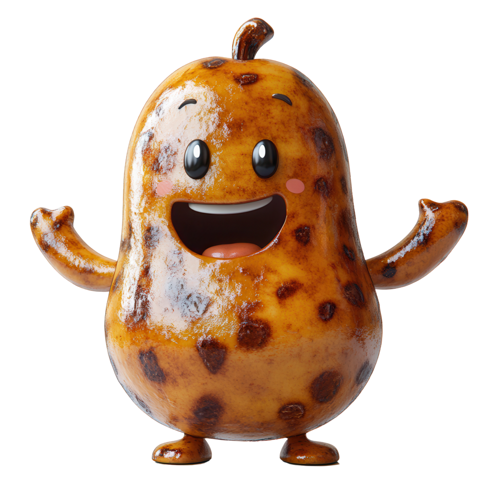 Cute cartoon character with a cheerful expression in an animated style, showcasing playful design and vibrant colors isolated on transparent background png