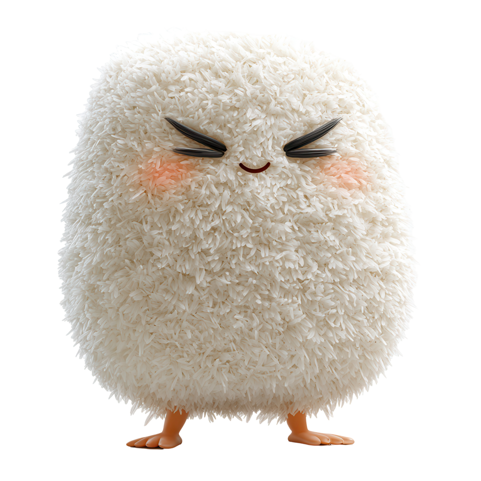 Cute fluffy character with a joyful expression standing on its small legs in a playful pose isolated on transparent background png