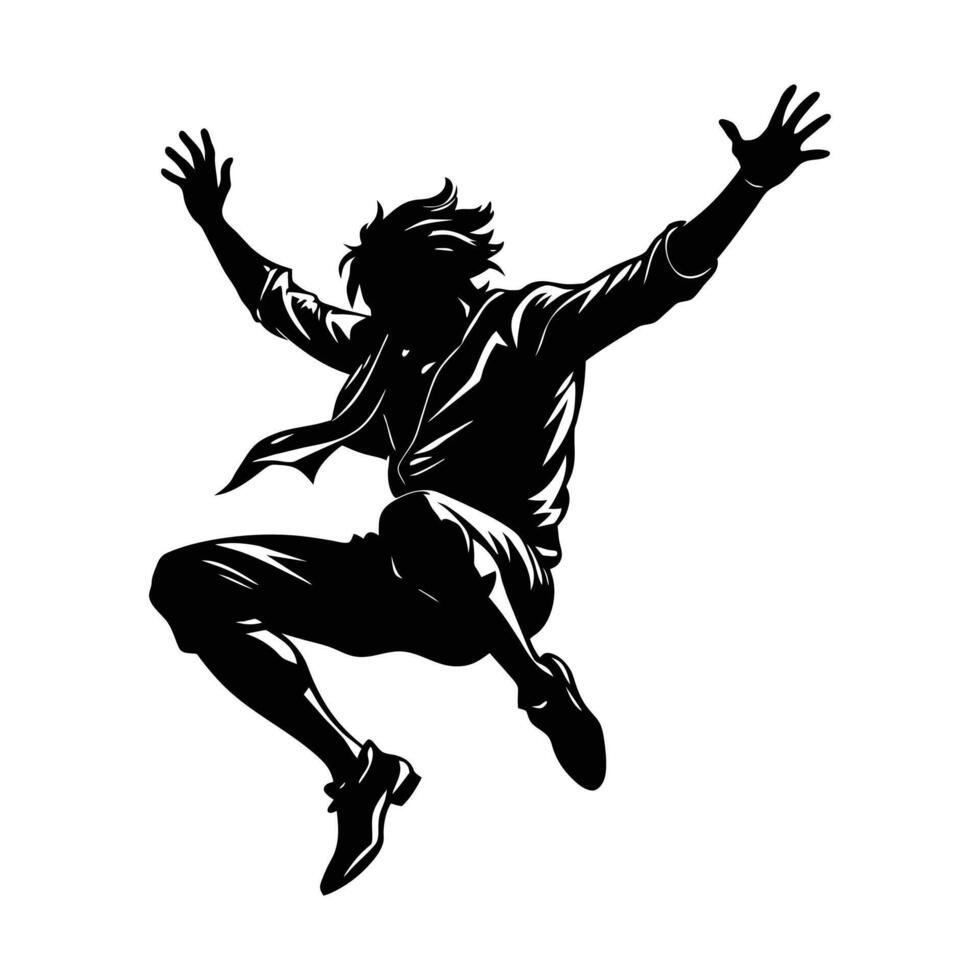 silhouette of a man jumping vector
