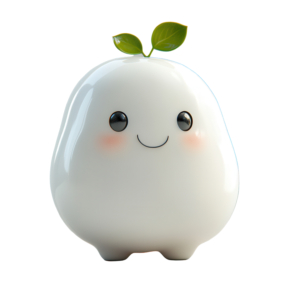 Cute light-up character with a smile and leaf on top, perfect for kids' rooms and decor in playful settings isolated on transparent background png