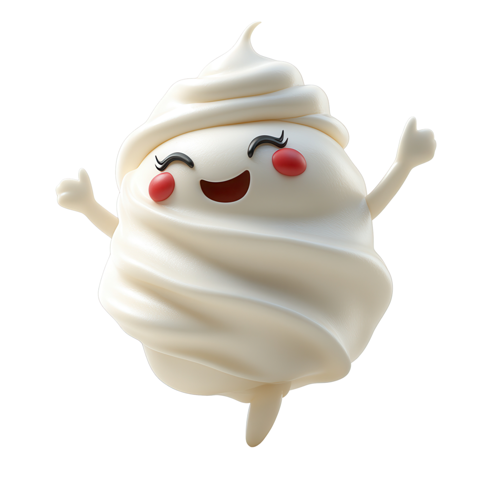 Whimsical cartoon character with a joyful expression celebrating in a playful pose isolated on transparent background png