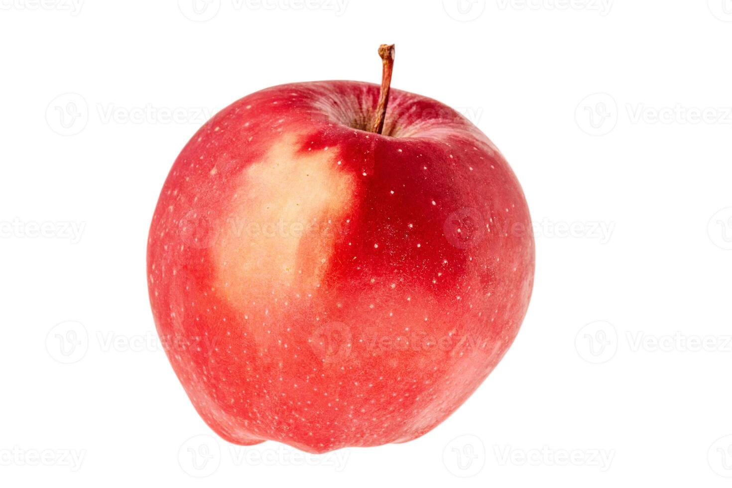 Red apple with yellow peel isolated on white background. photo