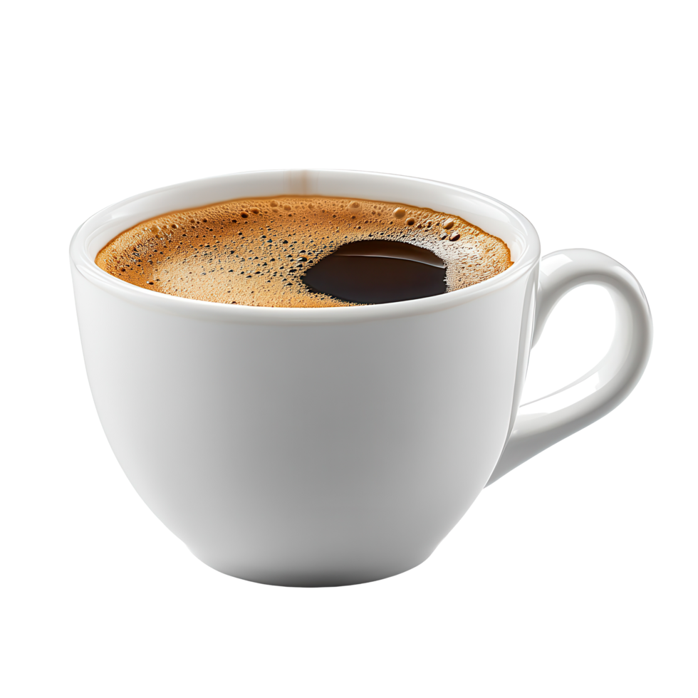 Warm coffee cup filled with rich dark brew placed on a clean surface in a cozy morning setting isolated on transparent background png
