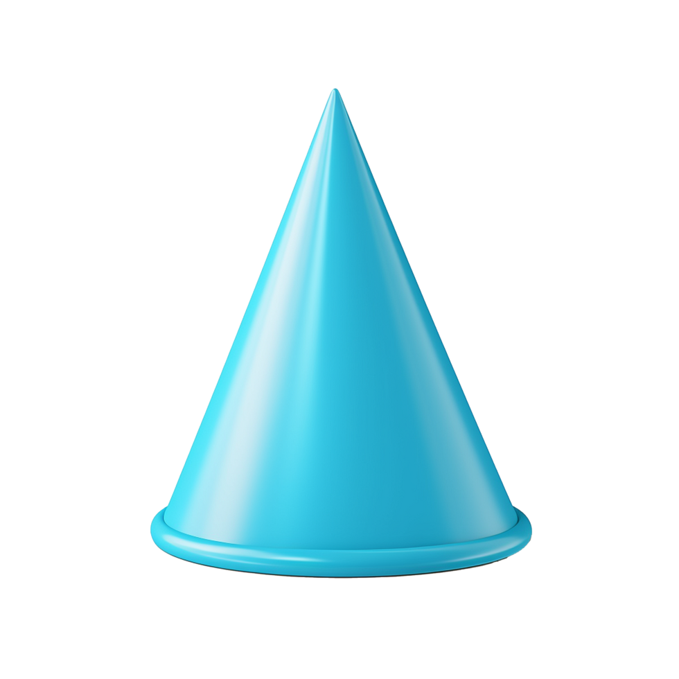 Light Blue Cone Shape 3D Render Minimalist Design, png