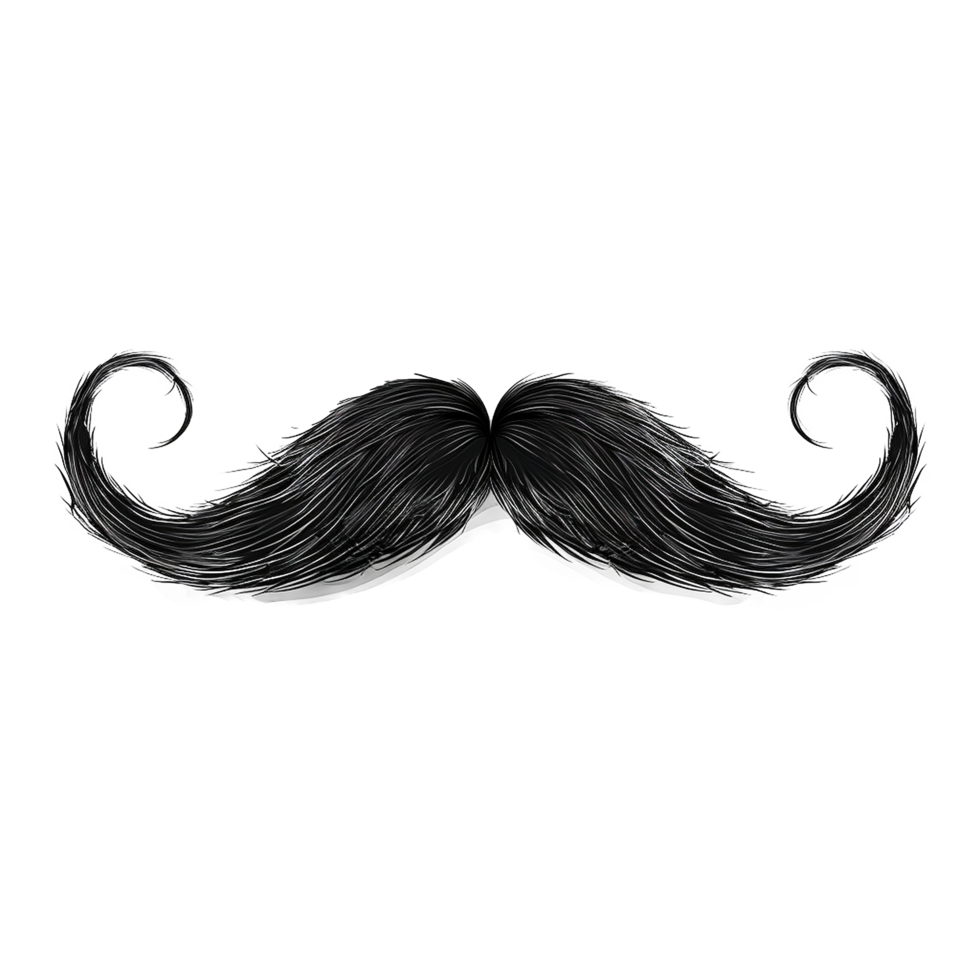 A Classic Black Handlebar Mustache Design Illustration, png