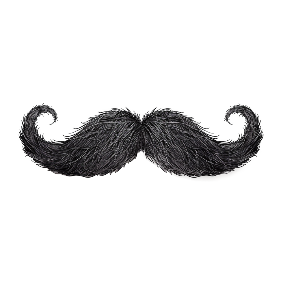 Impressive handlebar mustache illustration black and white detailed design png