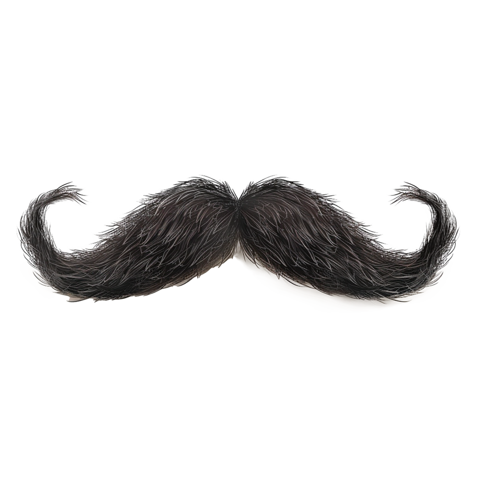 A large handlebar mustache isolated on white background png