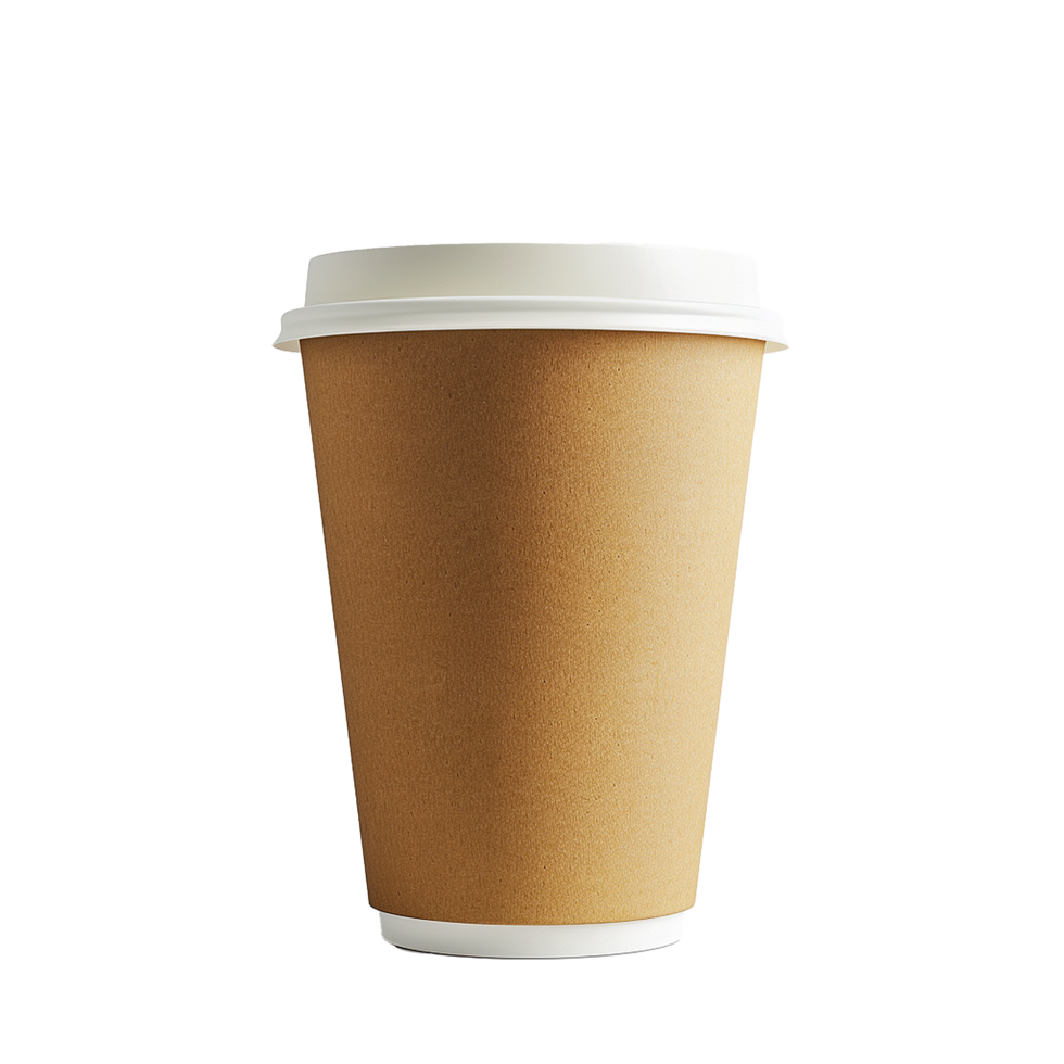 Brown Paper Coffee Cup White Lid Take Away Drink Beverage png