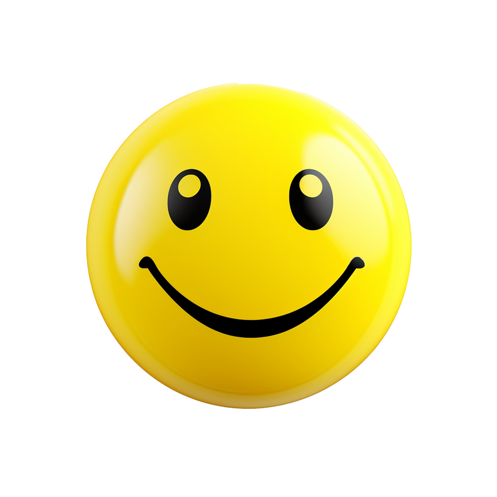 Happy Yellow Smiley Face 3D Render Emotion Icon png