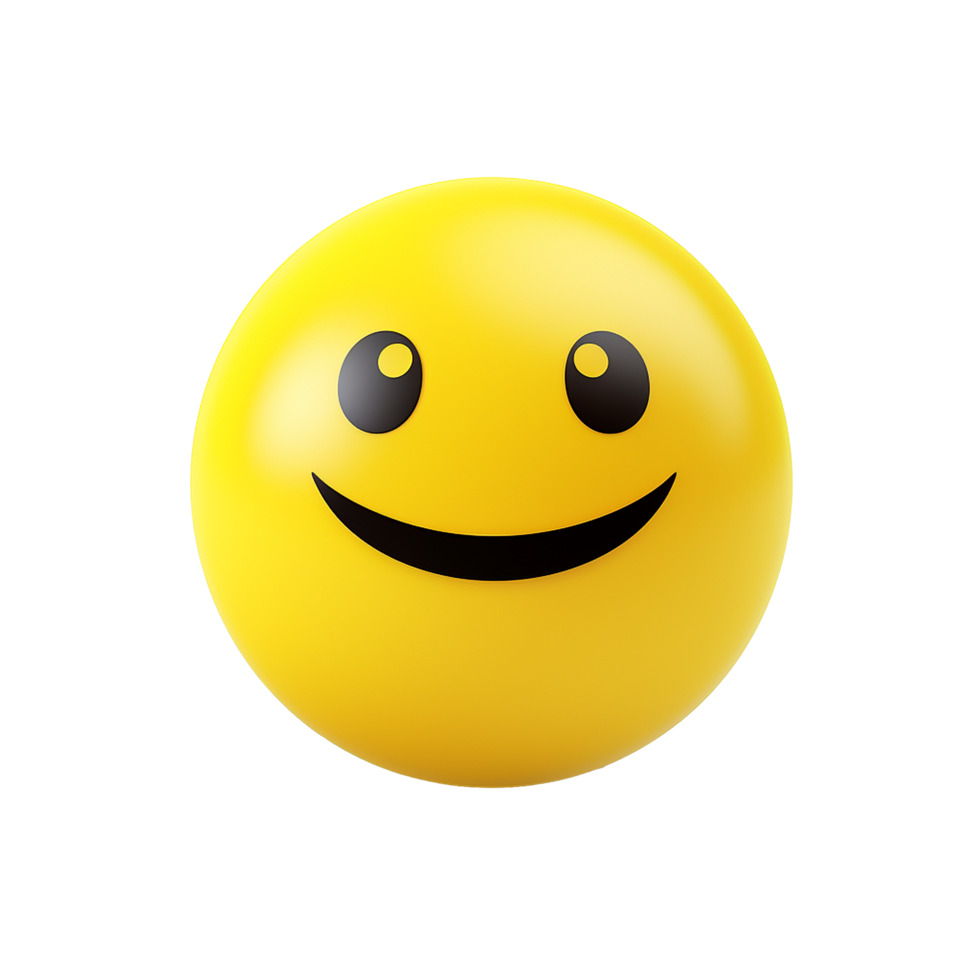 Happy yellow emoticon 3D rendering joyful expression positive mood smile face png
