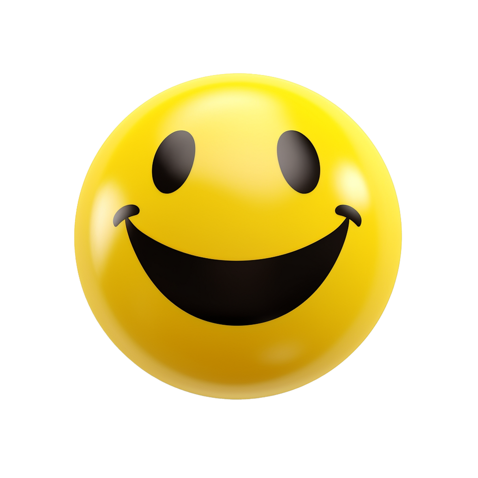 Happy yellow smiley face emoticon joyful cheerful expression 3D rendering png