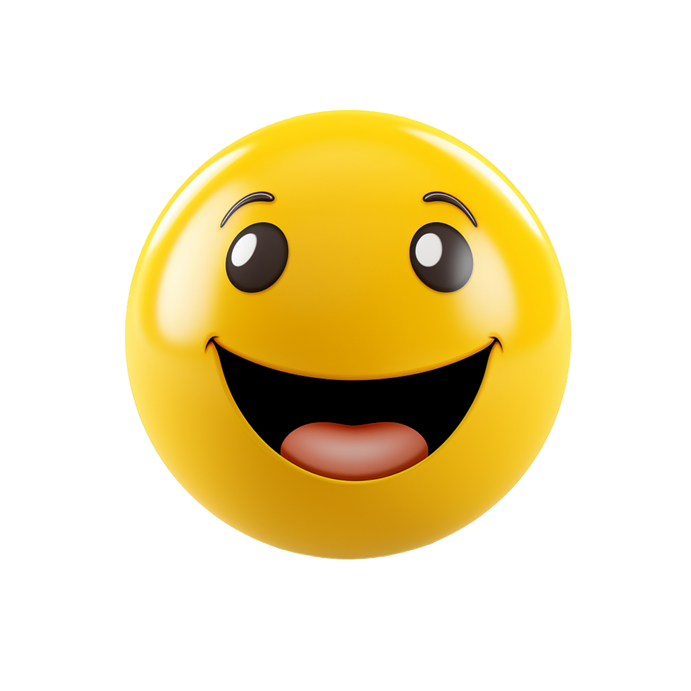 Happy Yellow Smiley Face Emoji 3D Rendering png