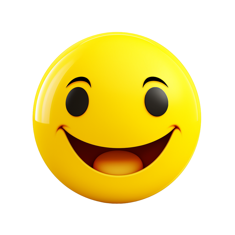 Happy yellow emoticon smiling broadly joyful face emoji expression positive feeling png