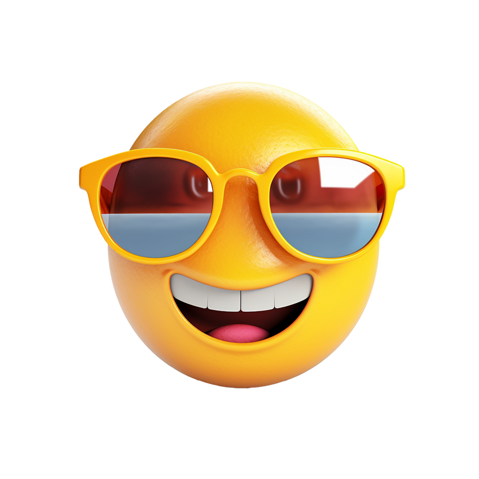 Smiley face emoji wearing sunglasses happy summer vibe png