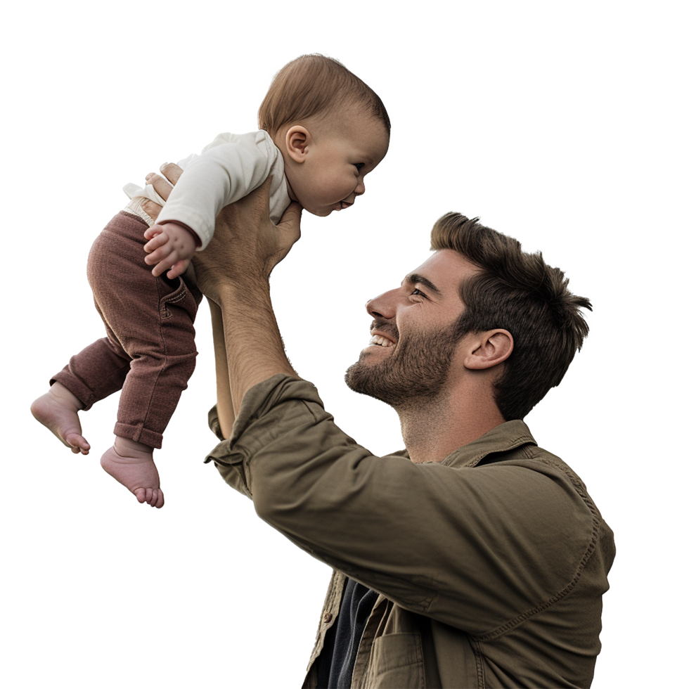 Happy father lifting baby boy joyful moment pure love png
