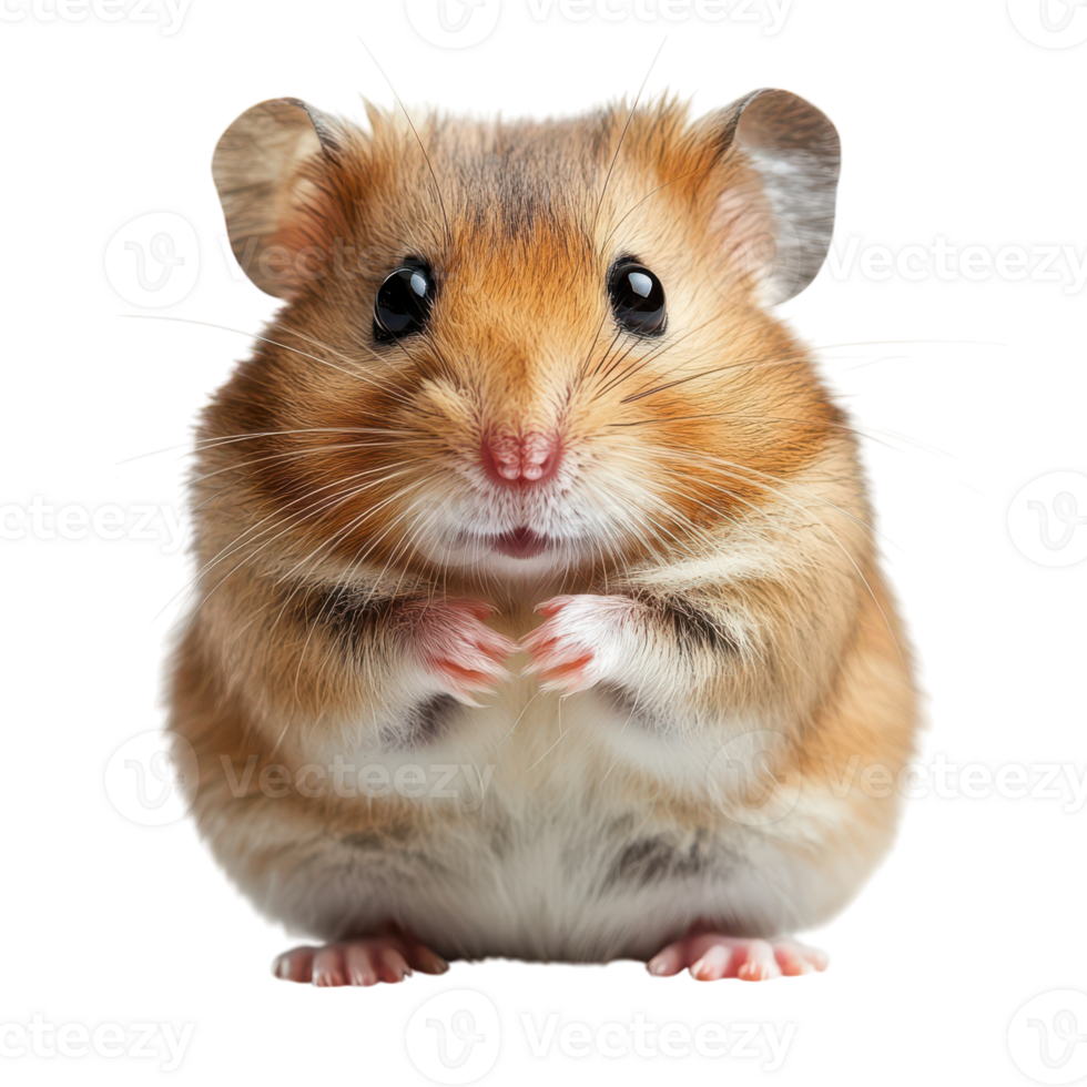 Cute hamster poses with tiny paws on a bright background png