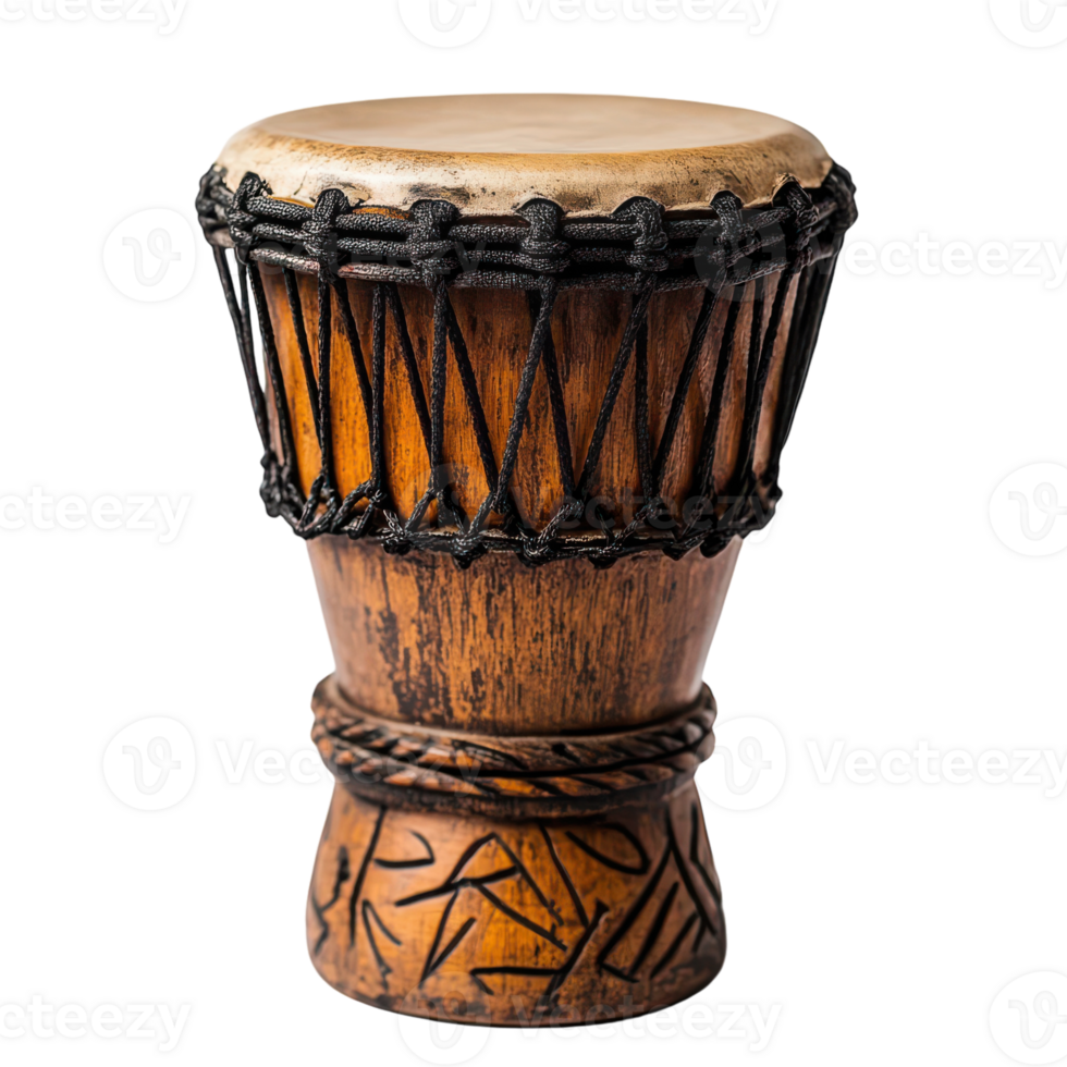 Traditional wooden drum standing proudly on a white background png