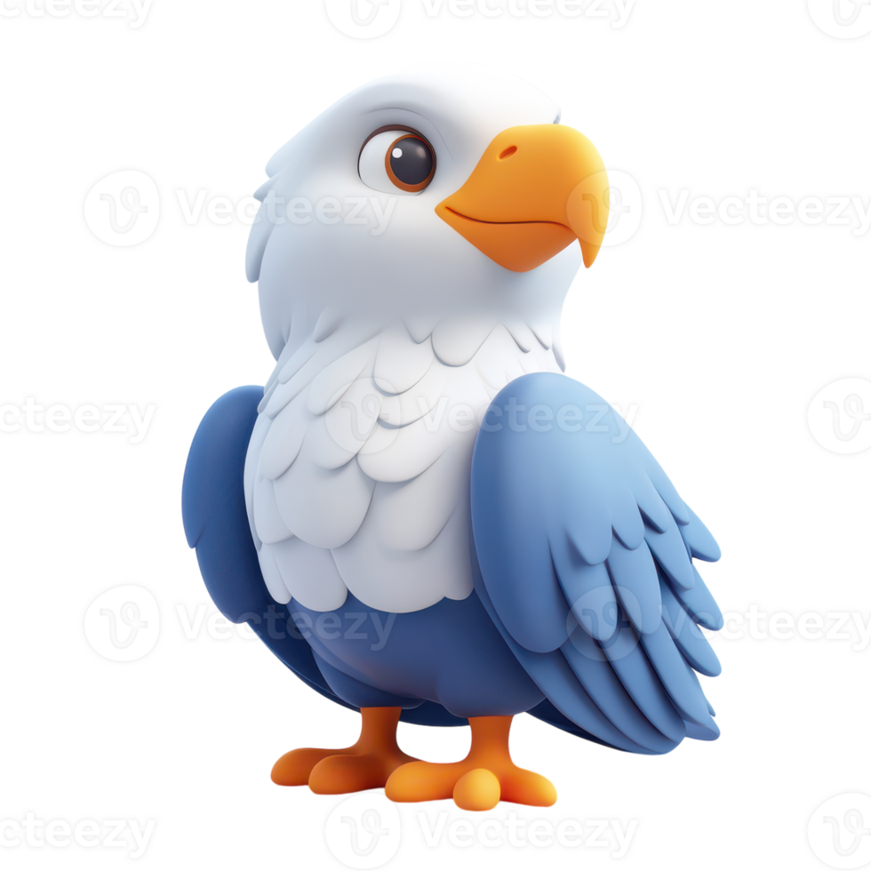 A cheerful cartoon eagle character with vibrant colors png