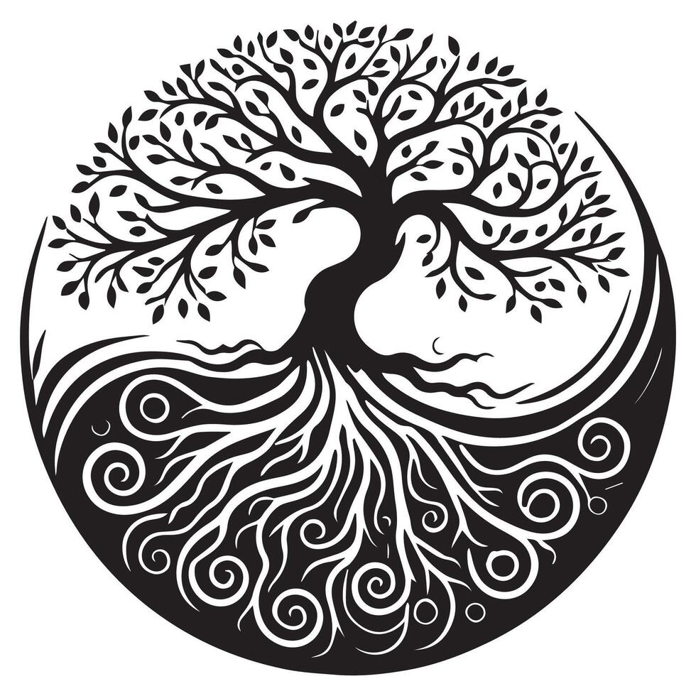 Serene Winding Tree of Life Illustration vector