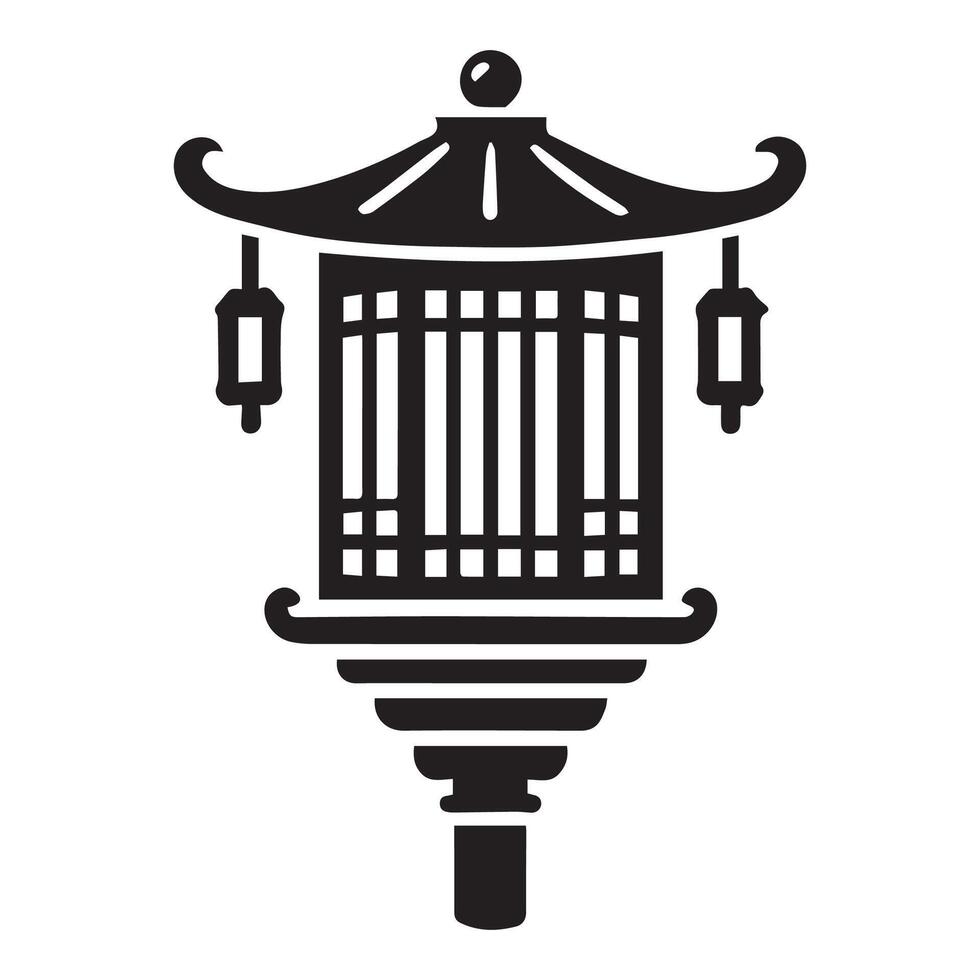Tranquil Lantern Silhouette Design vector