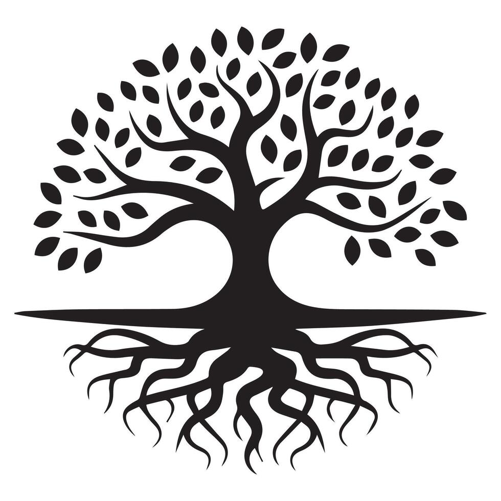 Timeless Winding Tree of Life Silhouette vector