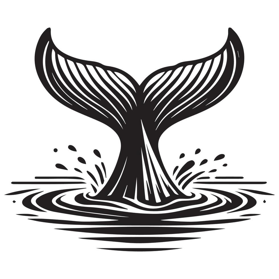 Tranquil Whale Tail Silhouette Design vector
