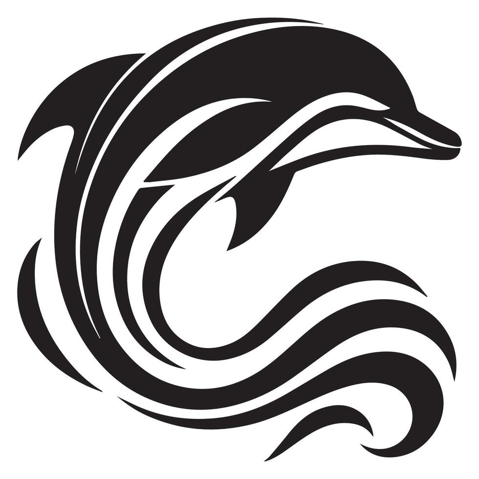 Graceful Dolphin Silhouette in Mid-Air vector