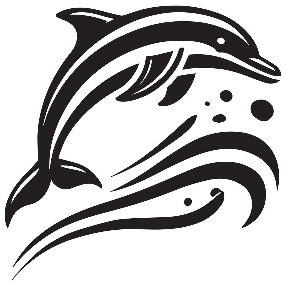 Elegant Leaping Dolphin Silhouette Art vector