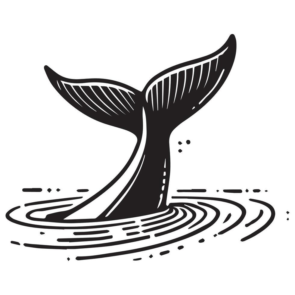 Serene Whale Tail Silhouette Illustration vector