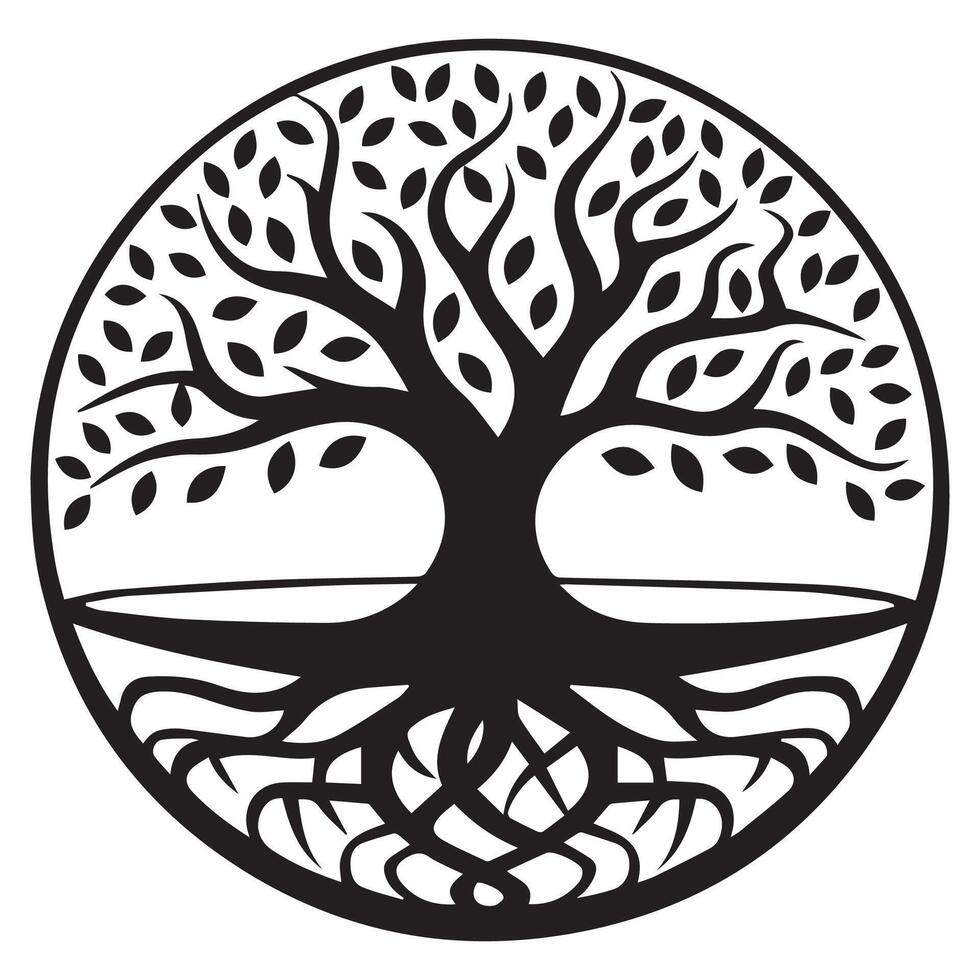 Spiraling Tree of Life Silhouette Design vector