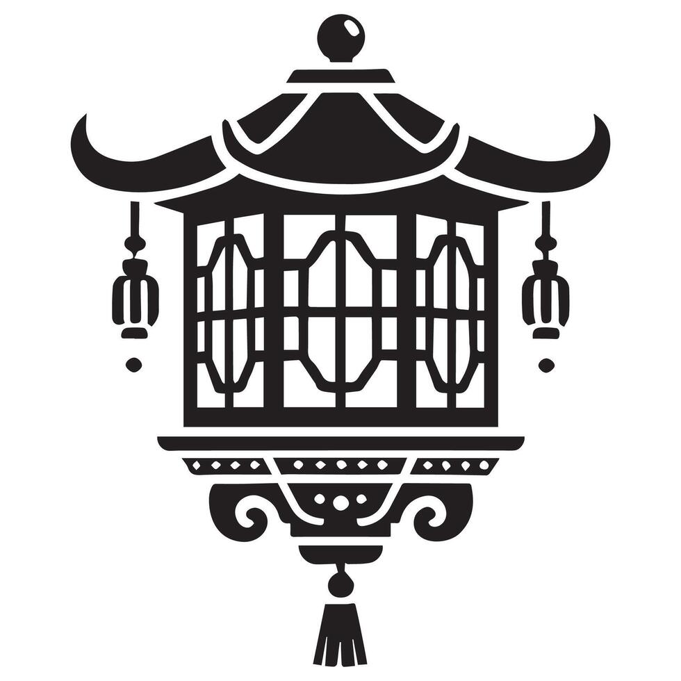 Elegant Lantern Silhouette Art vector