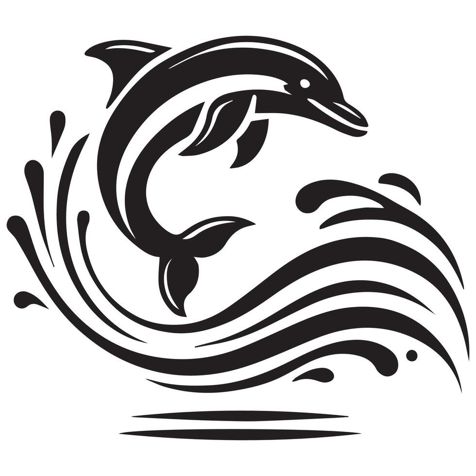 Dynamic Dolphin Silhouette Illustration vector