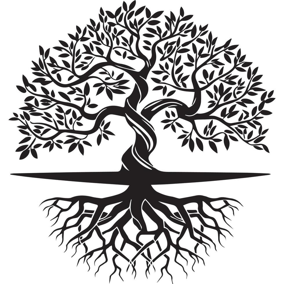 Winding Tree of Life Silhouette Design vector