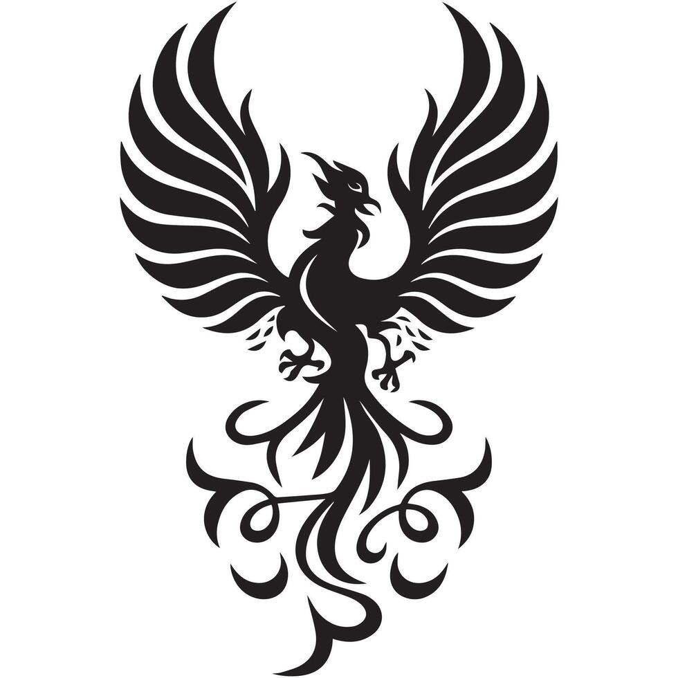 Phoenix in Flight Silhouette Art vector