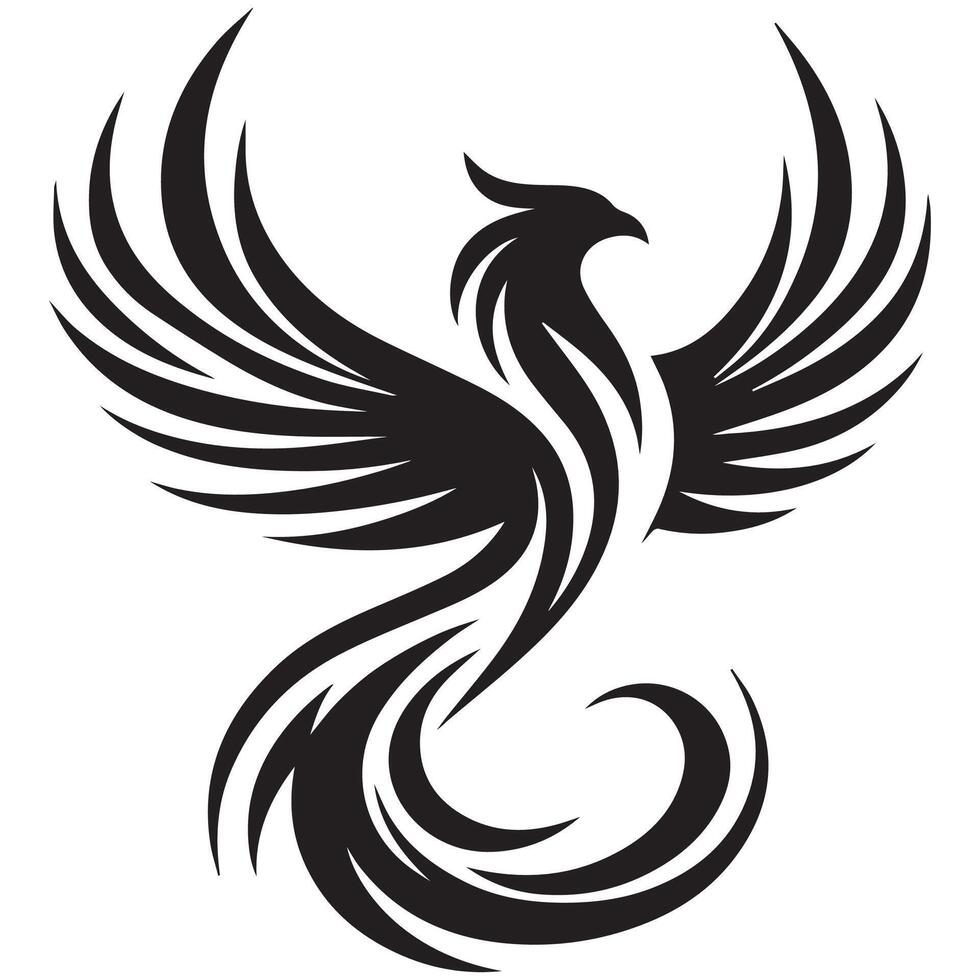 Powerful Phoenix Silhouette Design vector