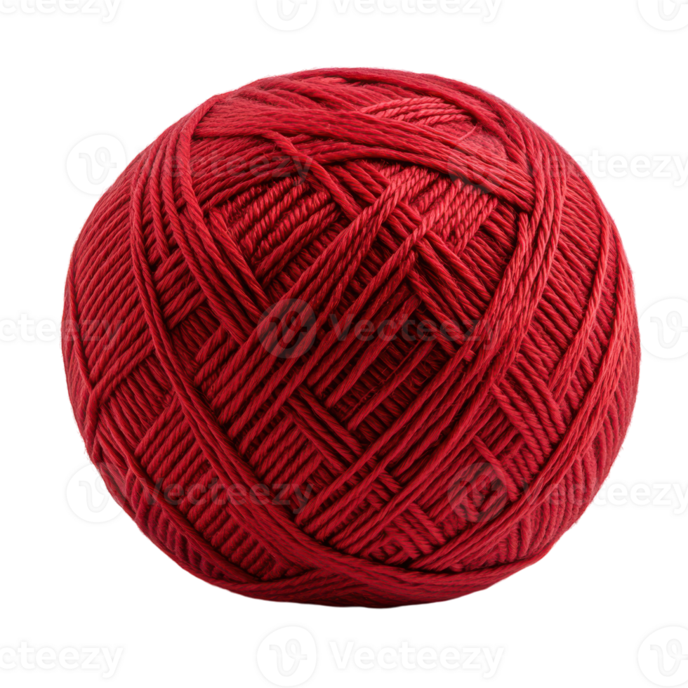 A vibrant red yarn ball resting on a white surface png