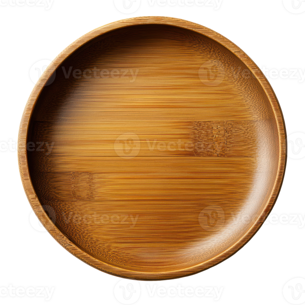 Elegant round bamboo plate on a light background png