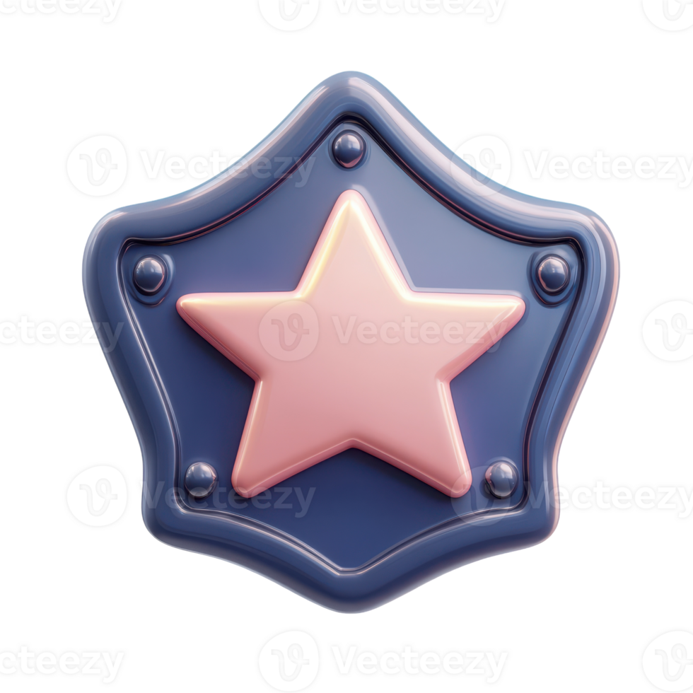 3D Cartoon Police Badge Icon for Creative Projects and Design Use png