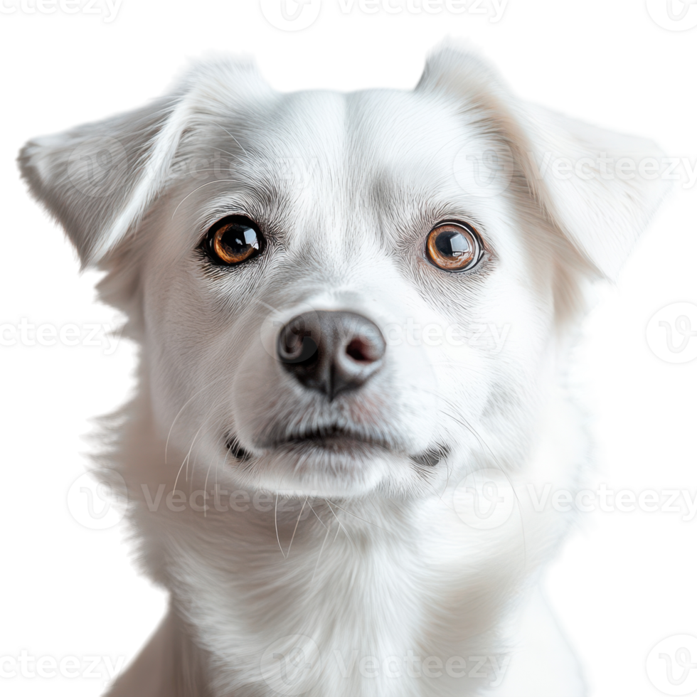 Portrait of a White Dog Isolated on a White Background for Pet Services and Products png