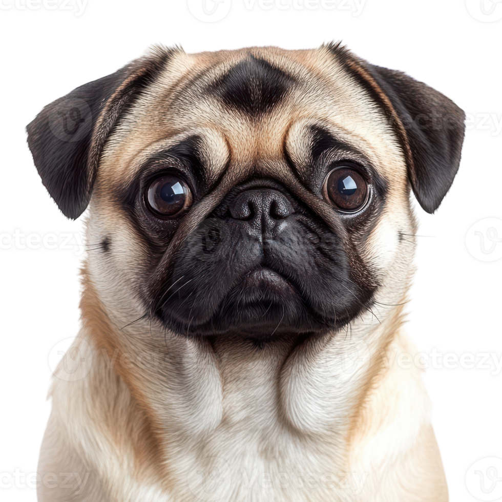 Pug Dog Portrait on White Background for Pet Lovers and Animal Enthusiasts png
