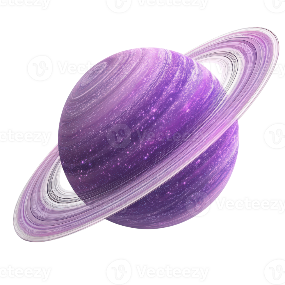 Stunning Purple Ring Planet Isolated on White Background for Science and Art Designs png