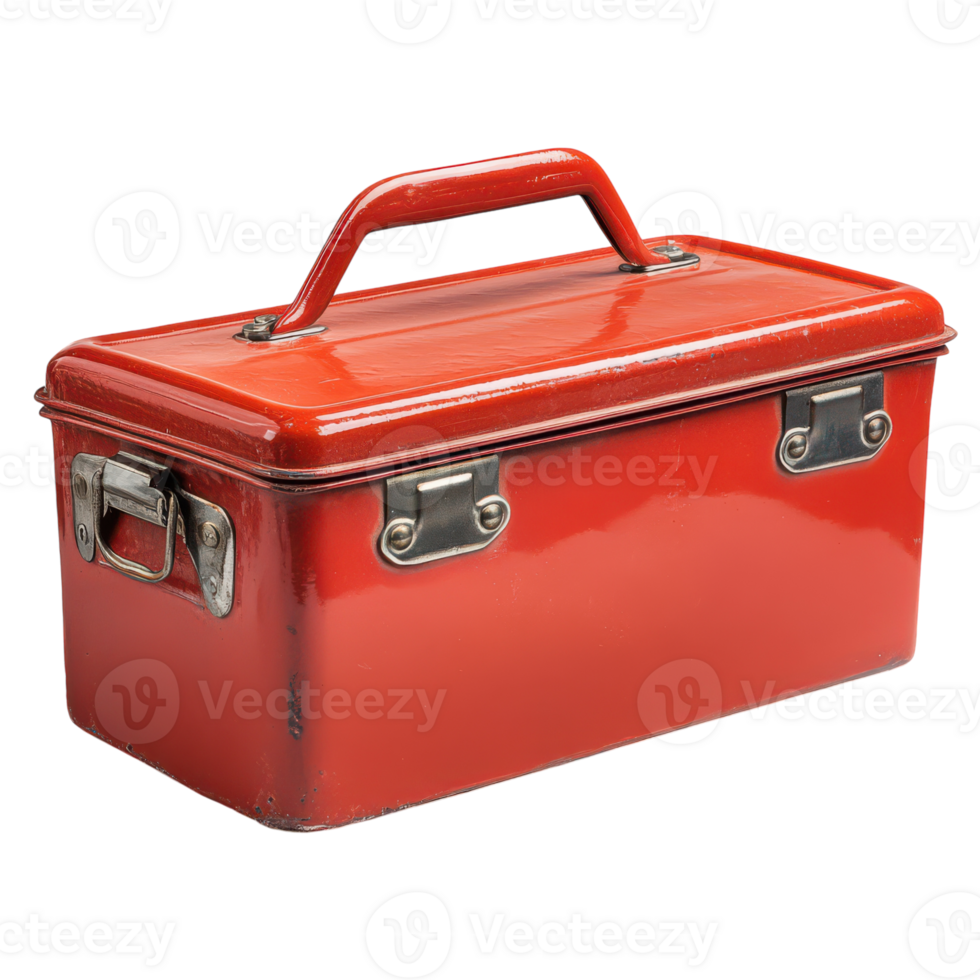 Versatile Red Toolbox on White Background for DIY Enthusiasts and Professionals png