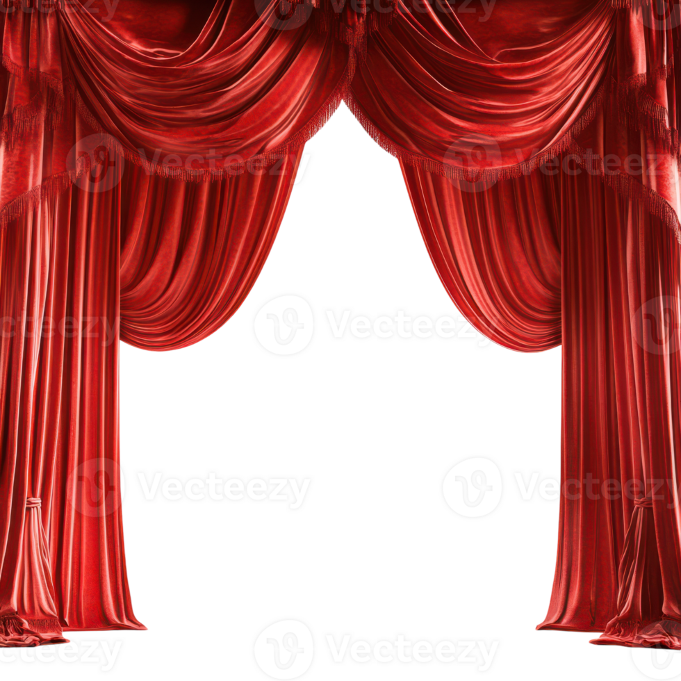 Elegant Red Theater Curtains Isolated for Dramatic Stage Settings png