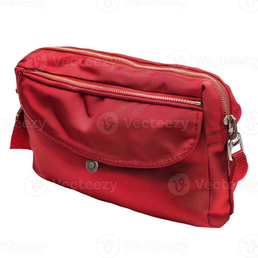 Red Waist Pouch Isolated on White Background for Travel and Fashion Accessories png