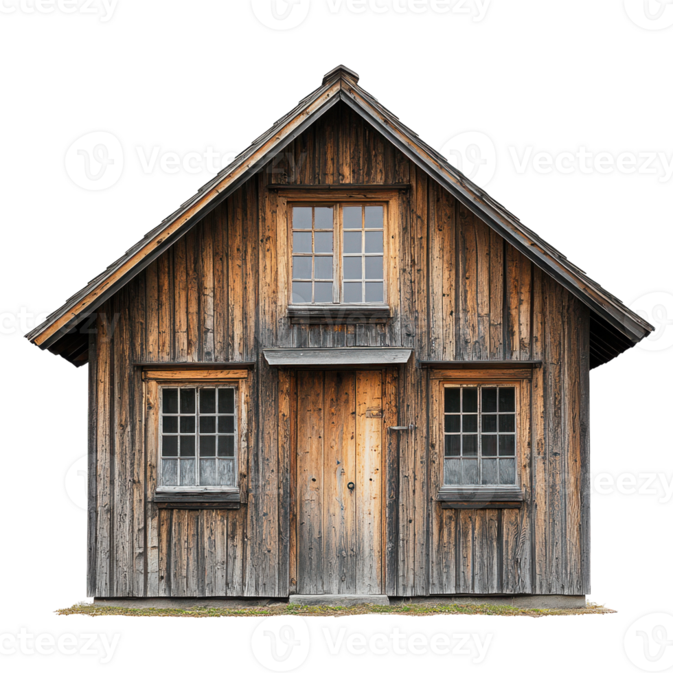 Charming Rustic Wooden House with White Background for Home and Design Projects png